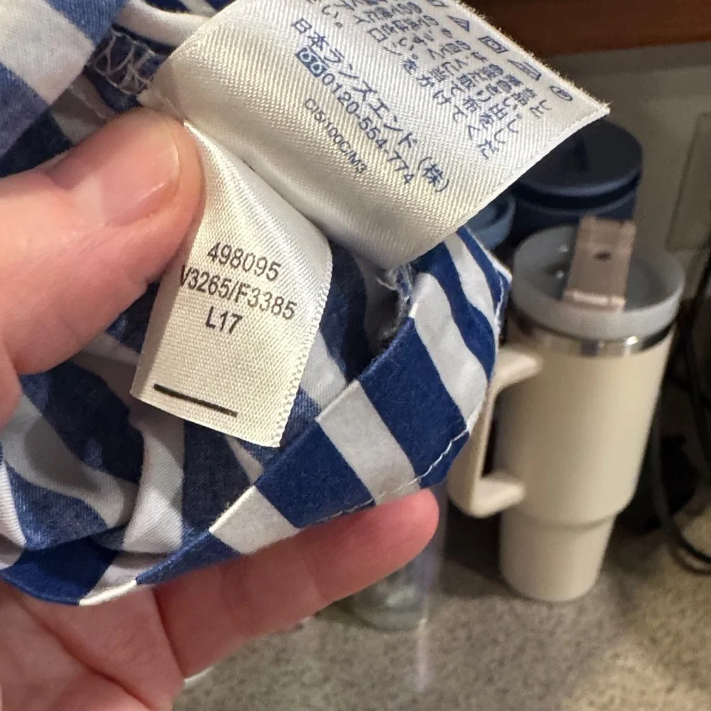 Lands' End Blue and White Striped Kids Casual Dress size 14